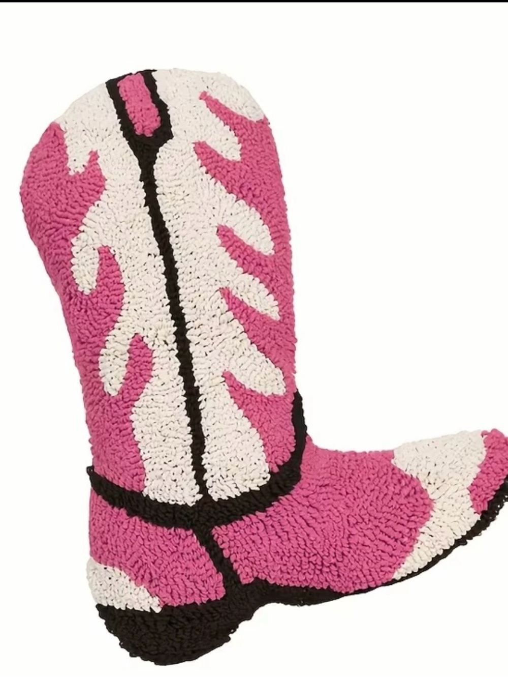 NWOT Pink & White Textured Cowboy Boot Accent Pillow